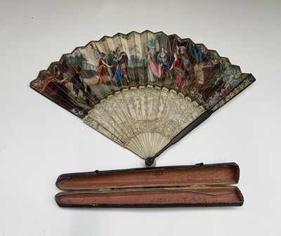 Lot 462 - A French 18th century ivory fan, the vellum...