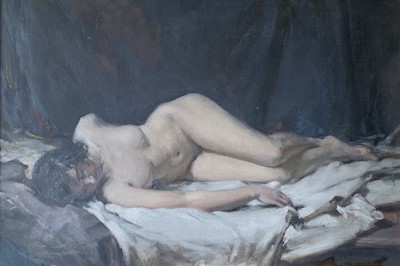 Lot 1138 - Ralph BULLOCK (1867-1949) Sleeping Nude Oil on...