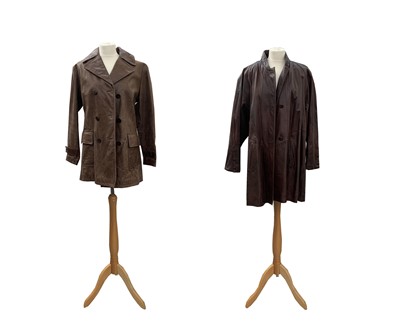 Lot 2861 - A brown leather 'Peacoat' style jacket by...