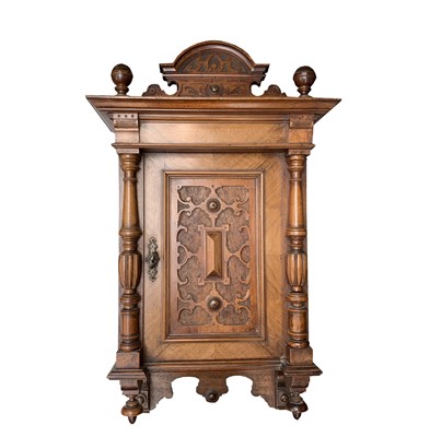 Lot 3223 - A Continental walnut wall cabinet, late 19th...