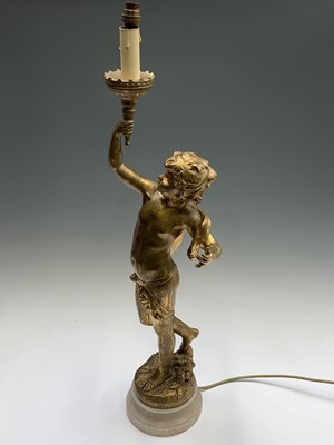 Lot 439 - A gilded composition figural table lamp,...