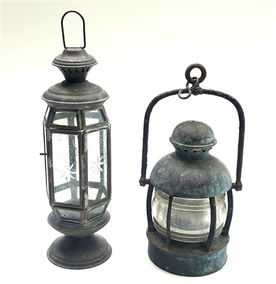 Lot 247 - An early 20th century ship's lantern and one...