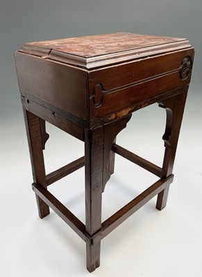 Lot 3296 - A walnut sewing box on a stand, with a rising...