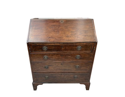 Lot 3295 - A George III mahogany bureau, the satinwood...