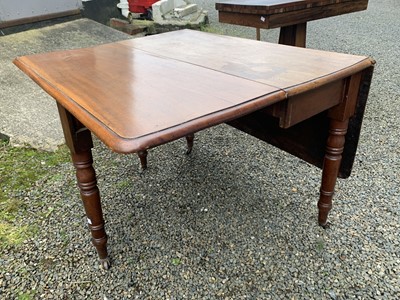 Lot 3293 - A Victorian mahogany drop leaf dining table,...