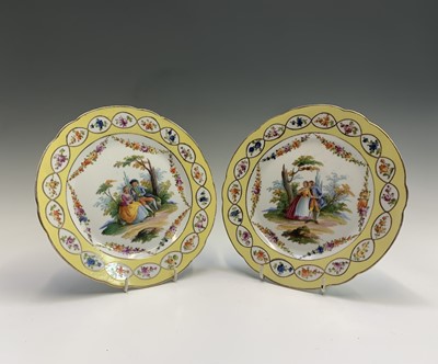 Lot 941 - A pair of Dresden porcelain dessert plates and...