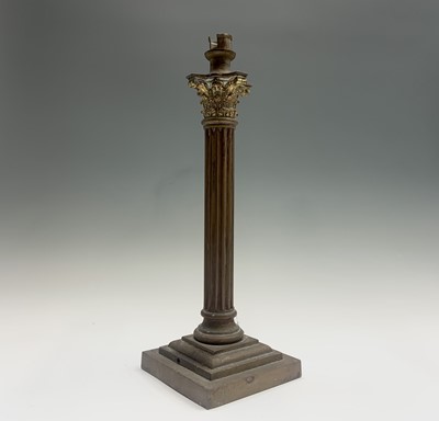 Lot 467 - A brass and gilt Corinthian column lamp base,...