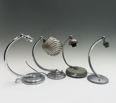 Lot 468 - Three mid century chrome swan neck lamps, one...