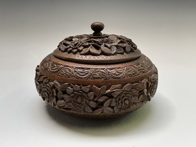 Lot 1026 - A Kashmir carved wood tray and bowl, mid 20th...