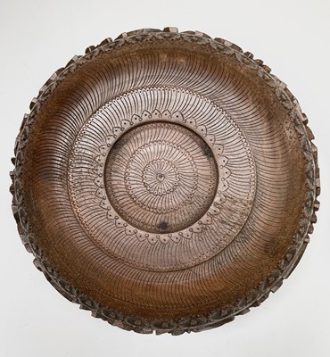 Lot 1026 - A Kashmir carved wood tray and bowl, mid 20th...