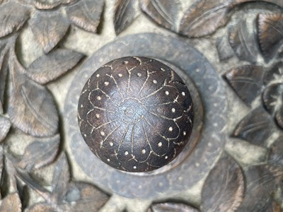 Lot 1026 - A Kashmir carved wood tray and bowl, mid 20th...