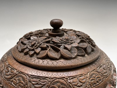 Lot 1026 - A Kashmir carved wood tray and bowl, mid 20th...