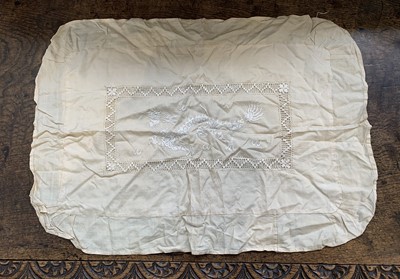 Lot 2873 - A large cream silk Oriental style throw,...