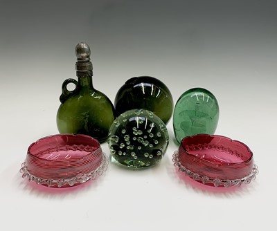 Lot 805 - A Victorian Stourbridge green glass dump, with...