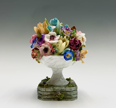 Lot 803 - A Rare Royal Worcester urn of flowers ornament,...