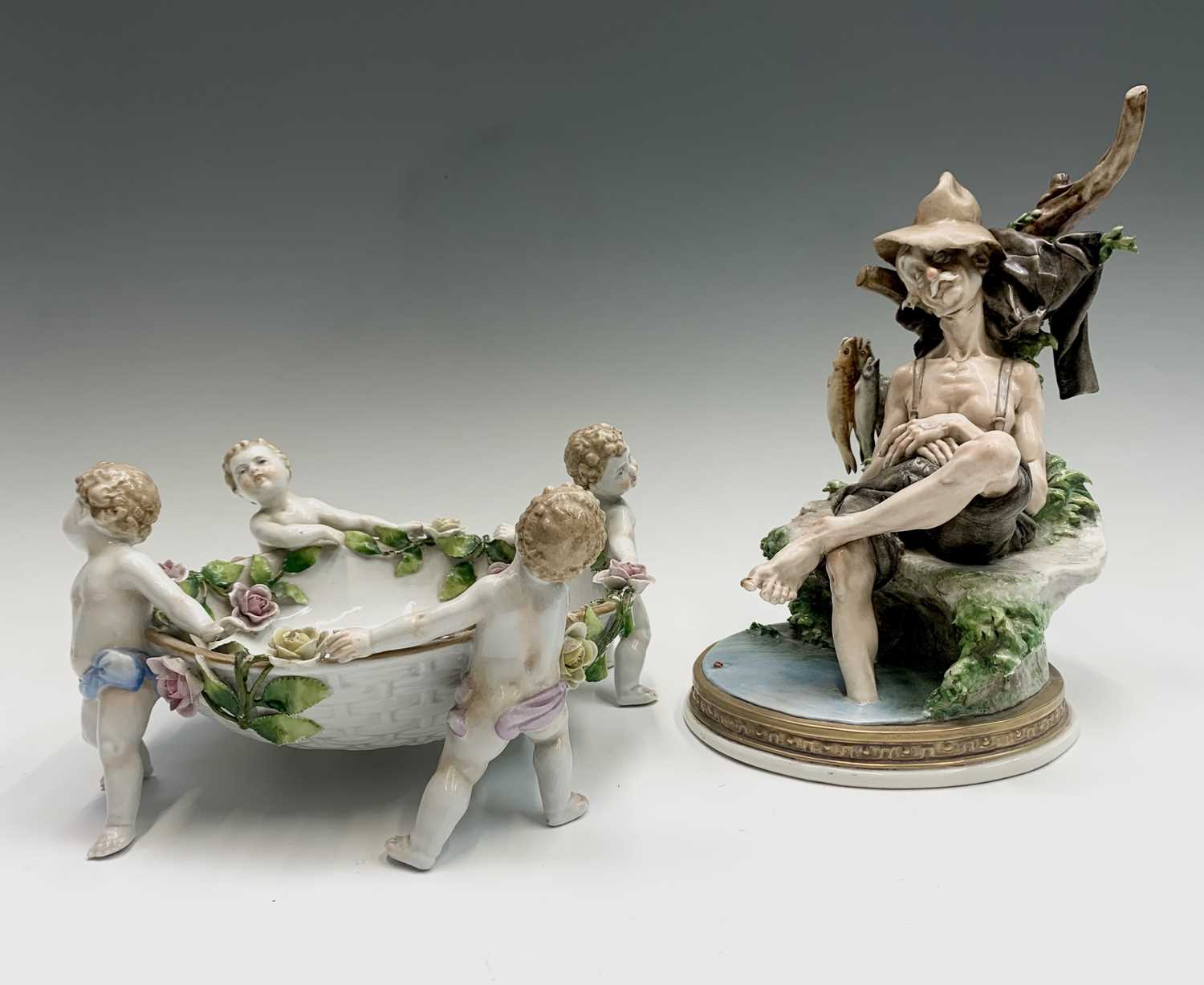 Lot 888 - A German porcelain centrepiece bowl, with...