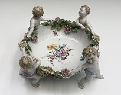 Lot 888 - A German porcelain centrepiece bowl, with...