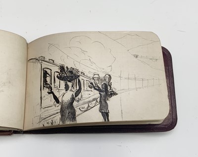 Lot 487 - An American brown leather pocket sketchbook,...