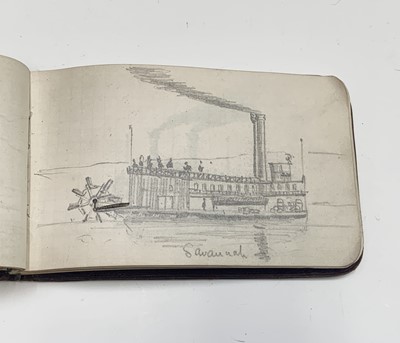 Lot 487 - An American brown leather pocket sketchbook,...