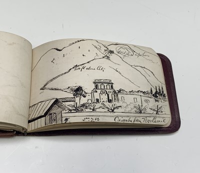 Lot 487 - An American brown leather pocket sketchbook,...