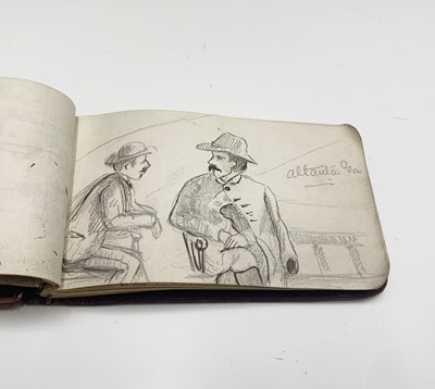 Lot 487 - An American brown leather pocket sketchbook,...