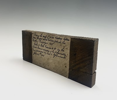 Lot 489 - An oak fragment of HMS Victory, with old ink...