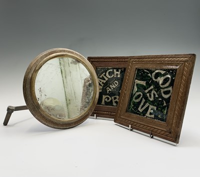 Lot 495 - Two Victorian verre eglomise plaques in carved...