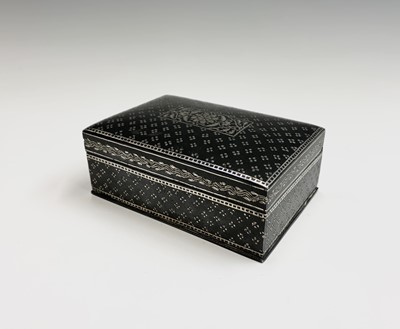 Lot 507 - A small Indian Bidri silver inlaid box. Height...