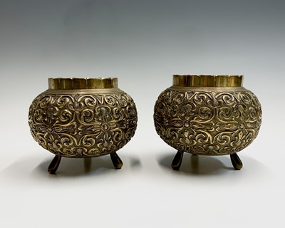 Lot 497 - A pair of Ceylonese polished bronze pots....