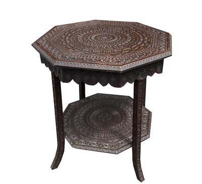 Lot 1014 - An Anglo Indian carved wood octagonal...