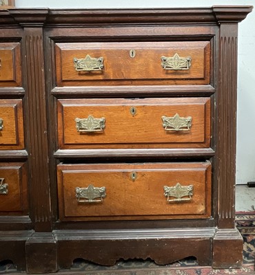 Lot 185 - A 19th century oak low dresser, with six...