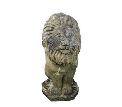 Lot 614 - A reconstituted stone sculpture of a lion,...