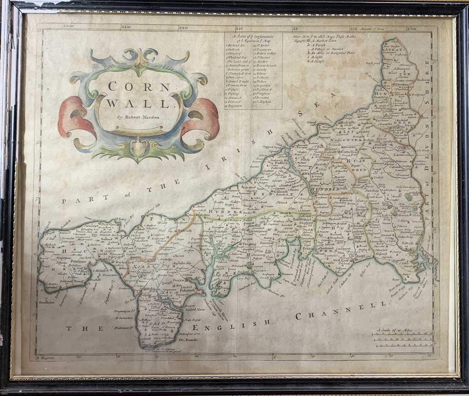 Lot 1243 - ROBERT MORDEN. Hand coloured map of Cornwall,...