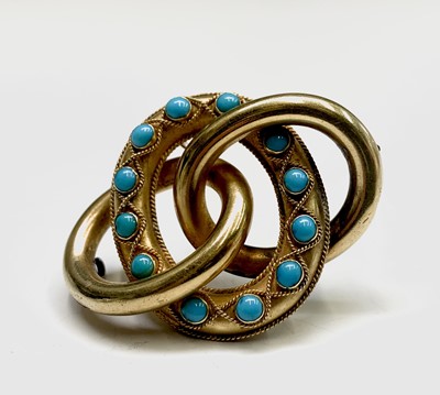 Lot 77 - A Victorian gold triple ring turquoise set...