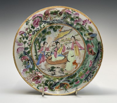 Lot 212 - A Chinese Canton famille rose porcelain plate,...