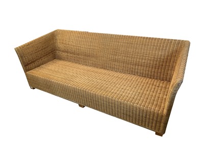 Lot 3053 - A rattan conservatory sofa, 20th century, with...