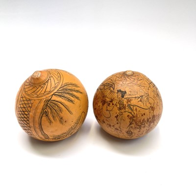 Lot 356 - Two Chinese carved walnuts, circa 1900,...