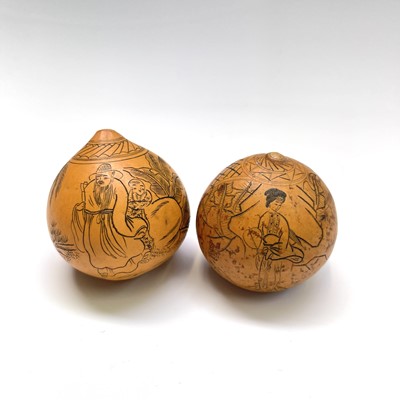 Lot 356 - Two Chinese carved walnuts, circa 1900,...