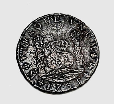 Lot 455 - An 8 Reale coin Mexico mint 1735 recovered...