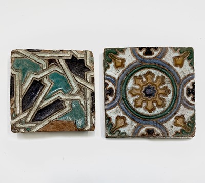 Lot 804 - A Spanish polychrome floor tile, thought to be...