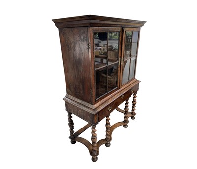 Lot 3007 - A William and Mary style walnut cabinet on...