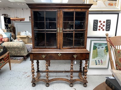 Lot 3007 - A William and Mary style walnut cabinet on...
