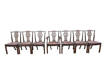 Lot 3102 - A set of seven Chippendale revival mahogany...