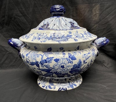 Lot 304 - A 19th century Dresden 'Opaque China' blue and...