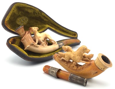 Lot 600B - A Meerschaum pipe, 19th century, carved with a...