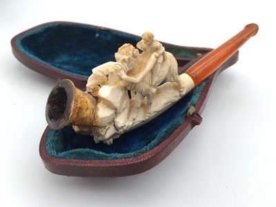 Lot 600 - A Meerschaum pipe, 19th century, carved with a...