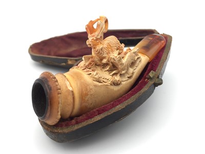 Lot 600 - A Meerschaum pipe, 19th century, carved with a...