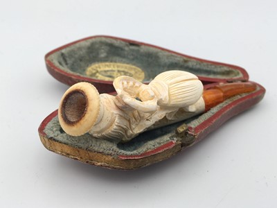 Lot 600 - A Meerschaum pipe, 19th century, carved with a...