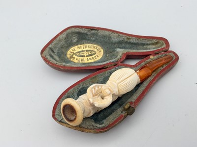 Lot 600 - A Meerschaum pipe, 19th century, carved with a...