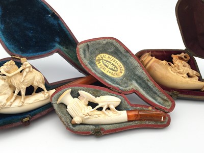 Lot 600 - A Meerschaum pipe, 19th century, carved with a...